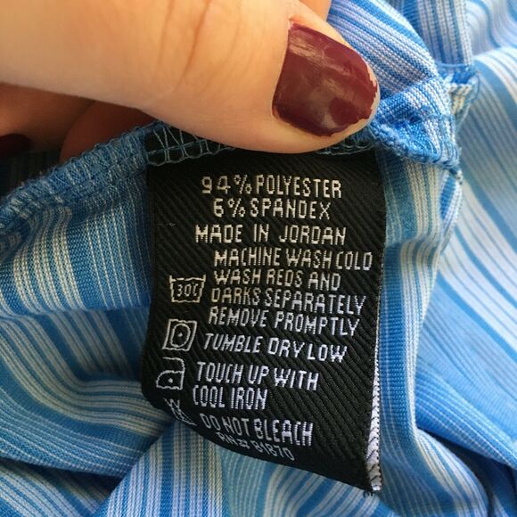 Bolle Polo Shirt Mens Sz XL Blue Striped Stretch Knit Short Sleeve Golf Collar‎ - Picture 8 of 10